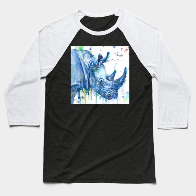 RHINOCEROS watercolor portrait Baseball T-Shirt by lautir